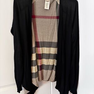 Burberry Brit Nova Check Lined Cardigan with Check Trim